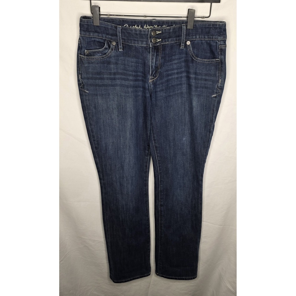 Banana Republic Mens Straight Leg Jeans Dark Wash 34x32 Blue Denim Distressed